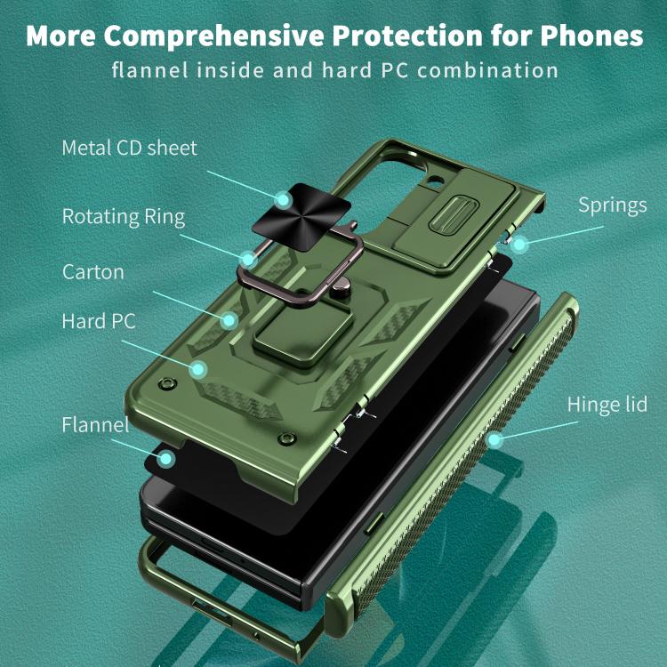 For Samsung Galaxy Z Fold5 5G Kalebol Sliding Window Hinge Phone Case with Ring Stand