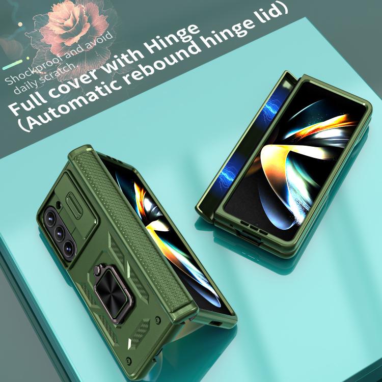 For Samsung Galaxy Z Fold5 5G Kalebol Sliding Window Hinge Phone Case with Ring Stand