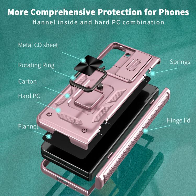 For Samsung Galaxy Z Fold5 5G Kalebol Sliding Window Hinge Phone Case with Ring Stand