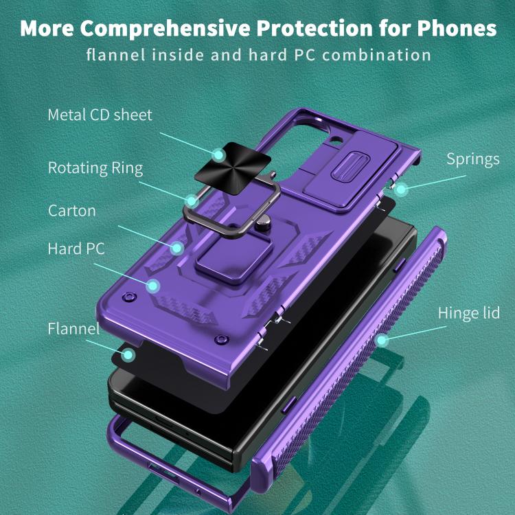 For Samsung Galaxy Z Fold5 5G Kalebol Sliding Window Hinge Phone Case with Ring Stand