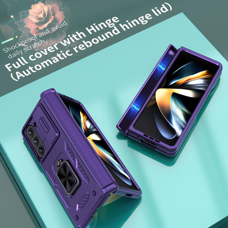 For Samsung Galaxy Z Fold5 5G Kalebol Sliding Window Hinge Phone Case with Ring Stand