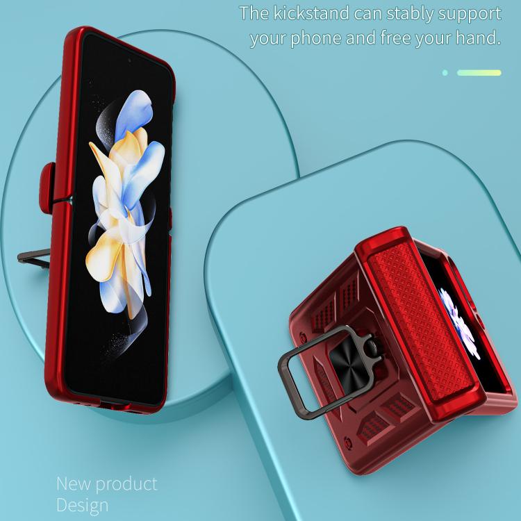 For Samsung Galaxy Z Flip5 5G Kalebol Sliding Window Hinge Phone Case with Ring Stand
