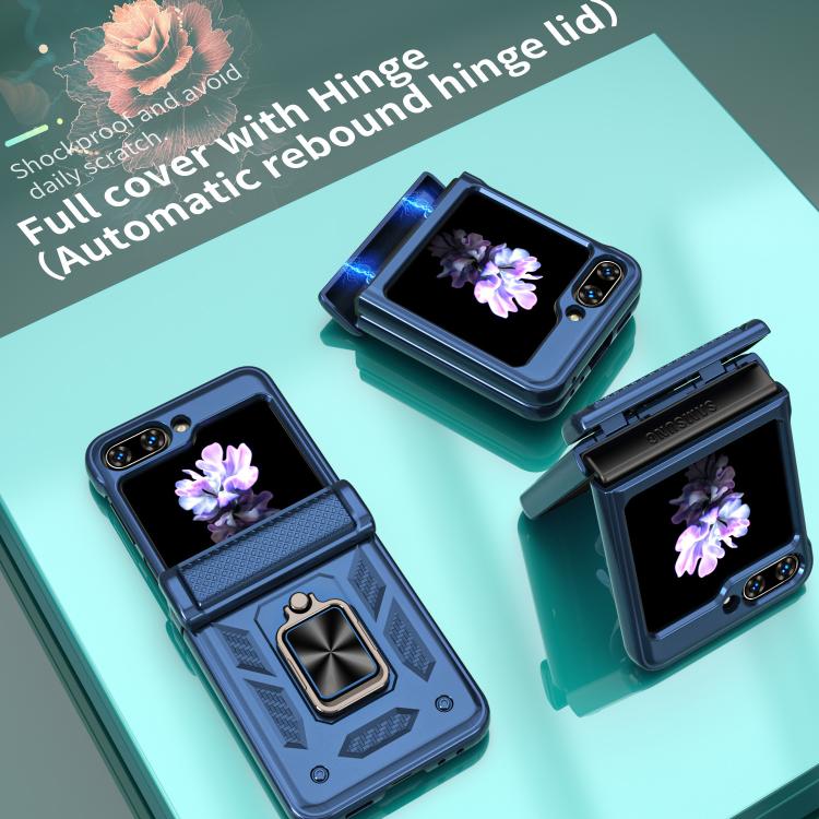 For Samsung Galaxy Z Flip5 5G Kalebol Sliding Window Hinge Phone Case with Ring Stand