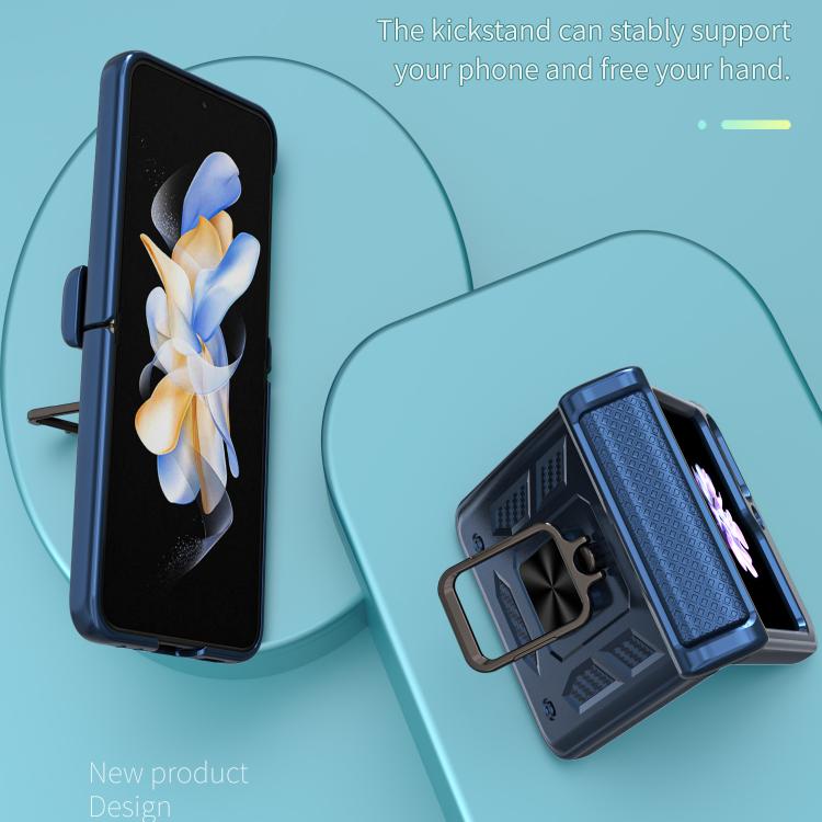 For Samsung Galaxy Z Flip5 5G Kalebol Sliding Window Hinge Phone Case with Ring Stand