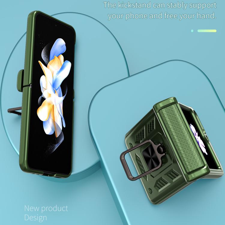 For Samsung Galaxy Z Flip5 5G Kalebol Sliding Window Hinge Phone Case with Ring Stand