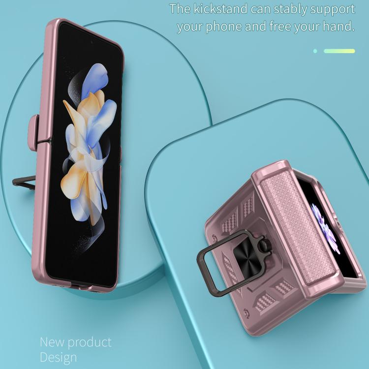 For Samsung Galaxy Z Flip5 5G Kalebol Sliding Window Hinge Phone Case with Ring Stand