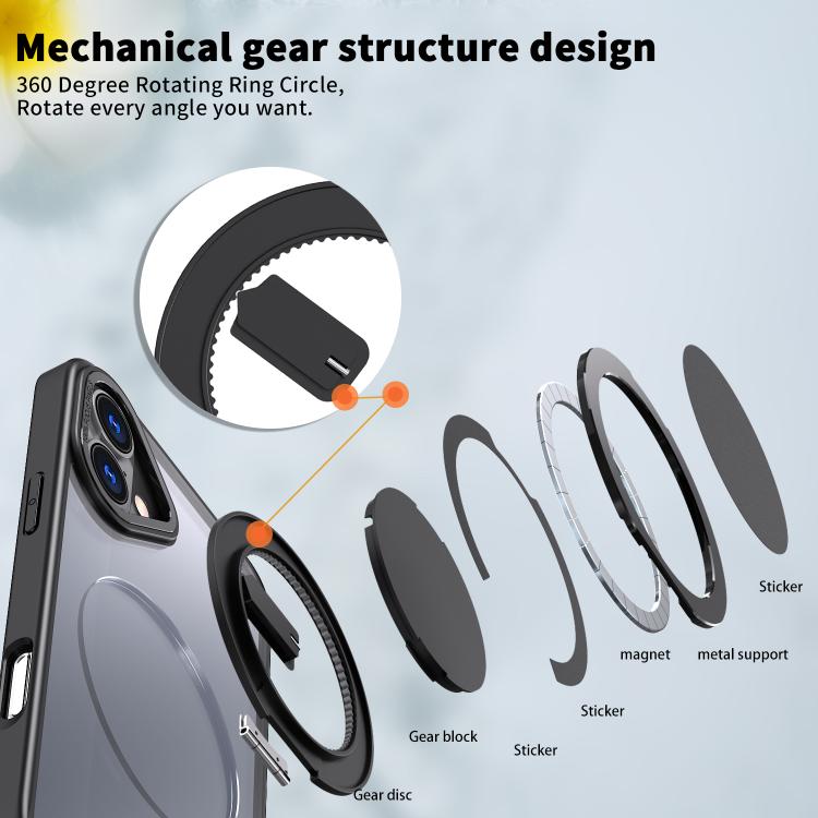 For iPhone 16 Plus Kalebol 360-degree Rotating MagSafe Magnetic Holder Phone Case