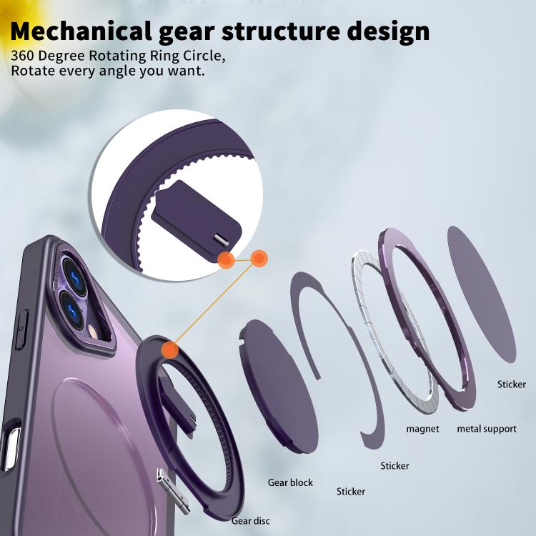 For iPhone 16 Plus Kalebol 360-degree Rotating MagSafe Magnetic Holder Phone Case