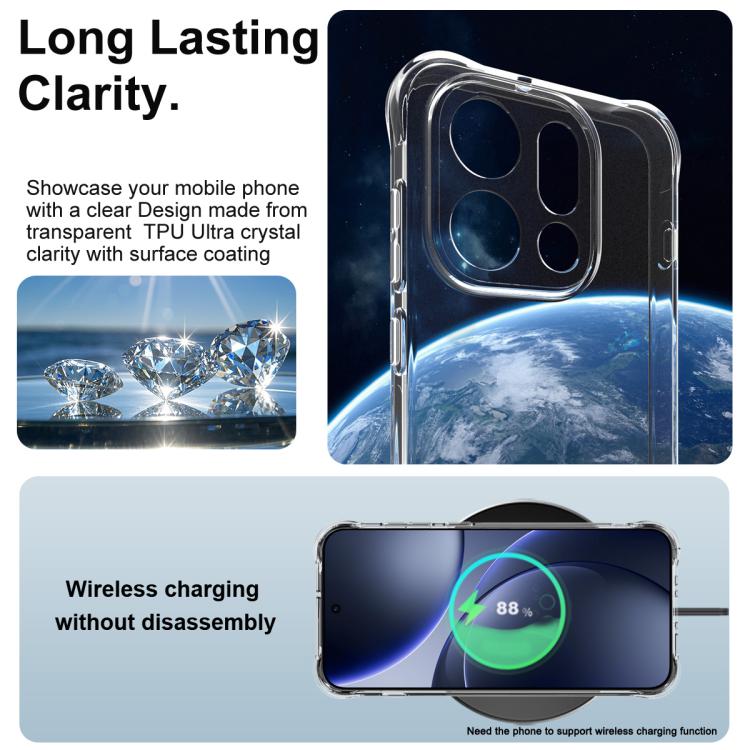 For OPPO Find X9 imak Shockproof Airbag TPU Phone Case - Transparent