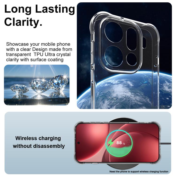 For OPPO Find X9 Pro imak Shockproof Airbag TPU Phone Case - Transparent