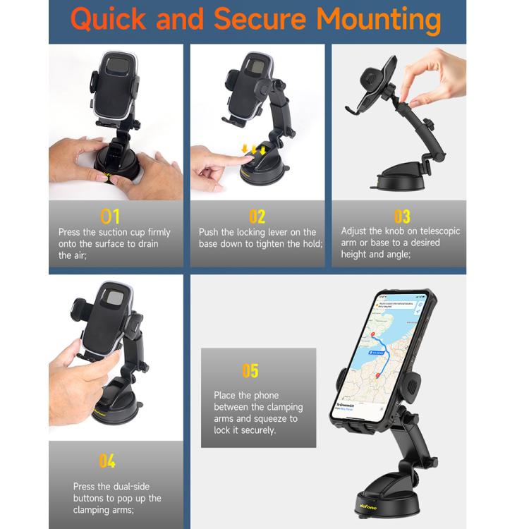 Ulefone UAN16 Armor Mount Car / Desk Phone Holder, Enhanced Model - Black