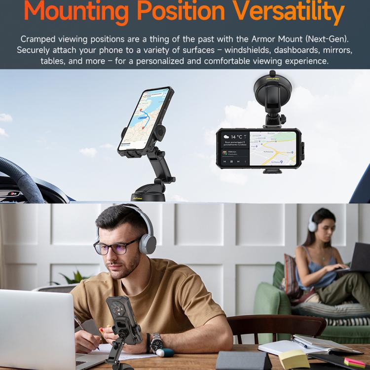 Ulefone UAN16 Armor Mount Car / Desk Phone Holder, Enhanced Model - Black