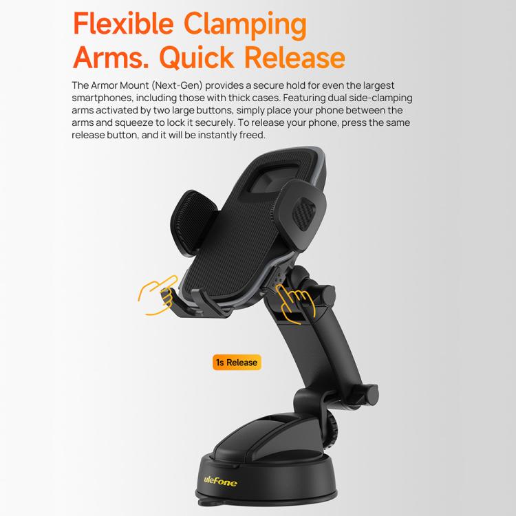 Ulefone UAN16 Armor Mount Car / Desk Phone Holder, Enhanced Model - Black