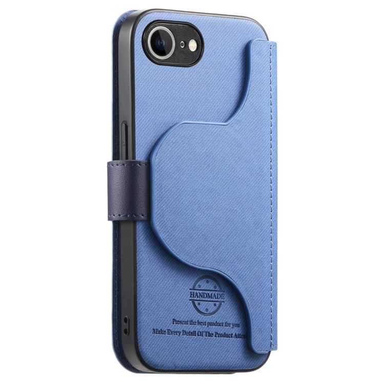 For iPhone 17e / 16e Twill Fabric MagSafe RFID Anti-theft Zipper Wallet Leather Phone Case