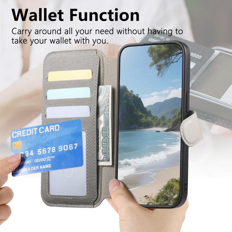 For iPhone 17e / 16e Twill Fabric MagSafe RFID Anti-theft Zipper Wallet Leather Phone Case