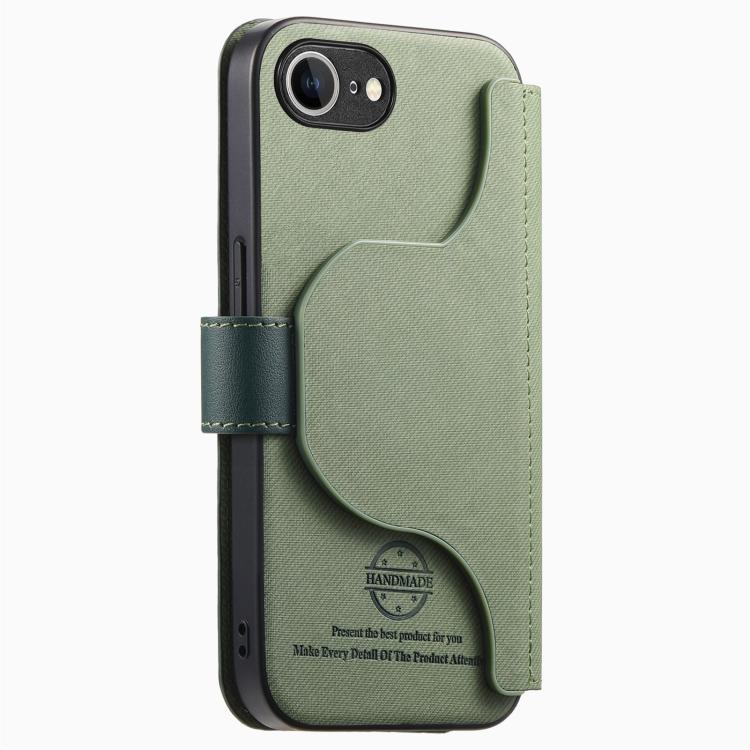 For iPhone 17e / 16e Twill Fabric MagSafe RFID Anti-theft Zipper Wallet Leather Phone Case