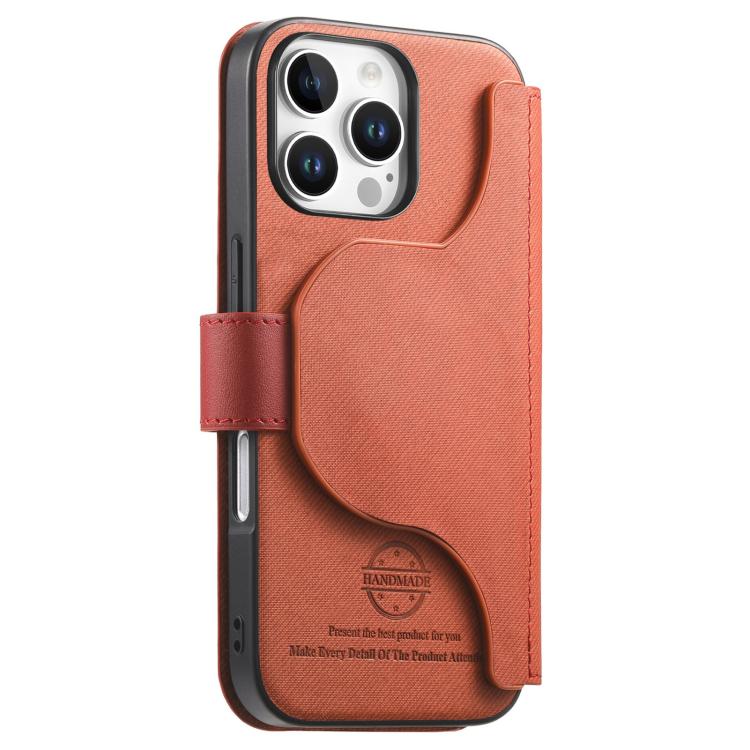 For iPhone 16 Pro Max Twill Fabric MagSafe RFID Anti-theft Zipper Wallet Leather Phone Case