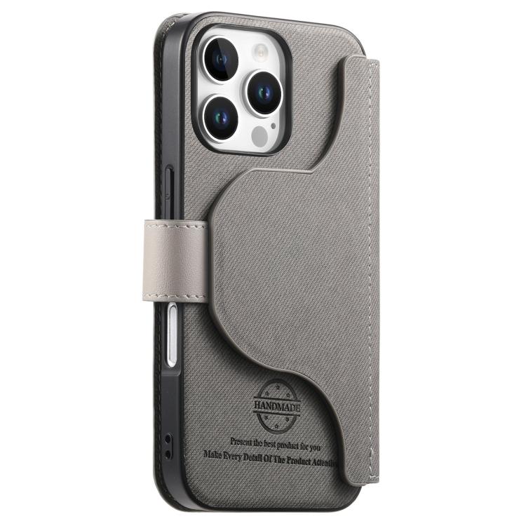 For iPhone 16 Pro Twill Fabric MagSafe RFID Anti-theft Zipper Wallet Leather Phone Case