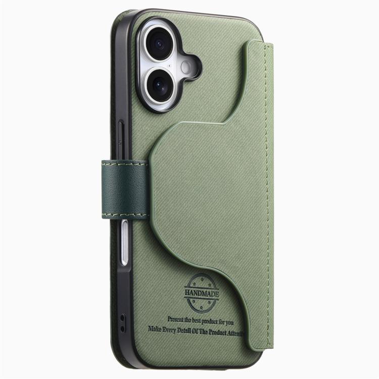 For iPhone 16 Plus Twill Fabric MagSafe RFID Anti-theft Zipper Wallet Leather Phone Case