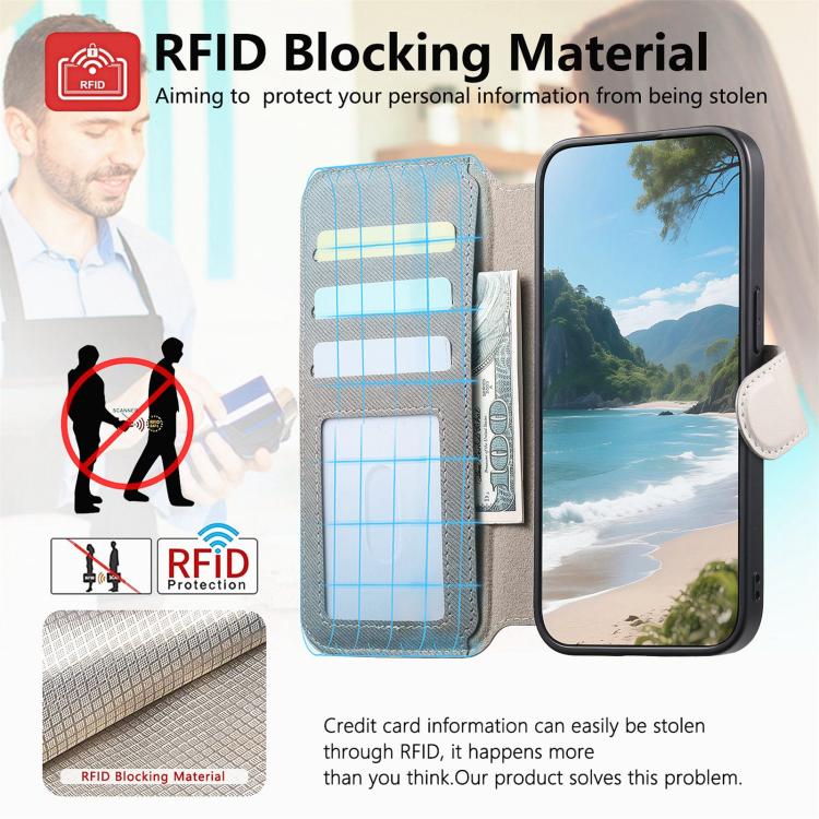 For iPhone 12 Twill Fabric MagSafe RFID Anti-theft Zipper Wallet Leather Phone Case