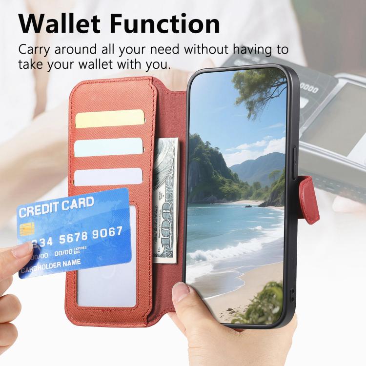 For iPhone 12 Twill Fabric MagSafe RFID Anti-theft Zipper Wallet Leather Phone Case