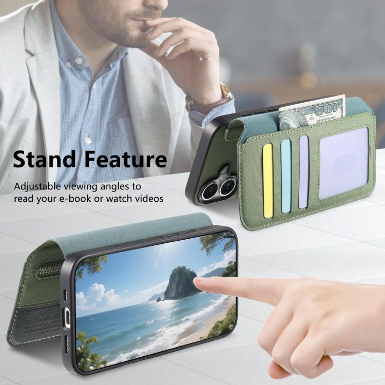 For iPhone 12 Pro Max Twill Fabric MagSafe RFID Anti-theft Zipper Wallet Leather Phone Case