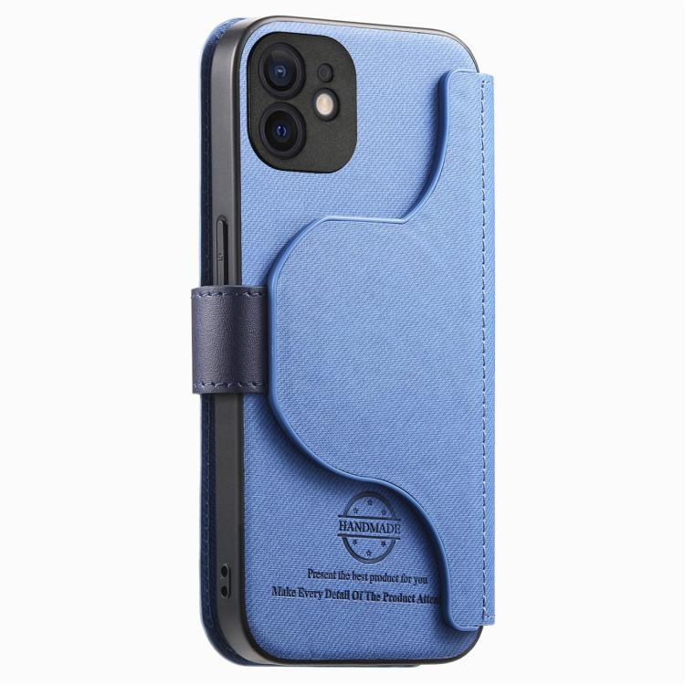 For iPhone 11 Twill Fabric MagSafe RFID Anti-theft Zipper Wallet Leather Phone Case