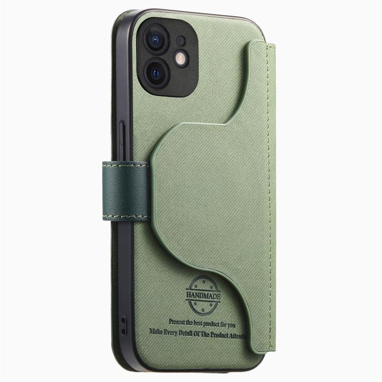 For iPhone 11 Twill Fabric MagSafe RFID Anti-theft Zipper Wallet Leather Phone Case