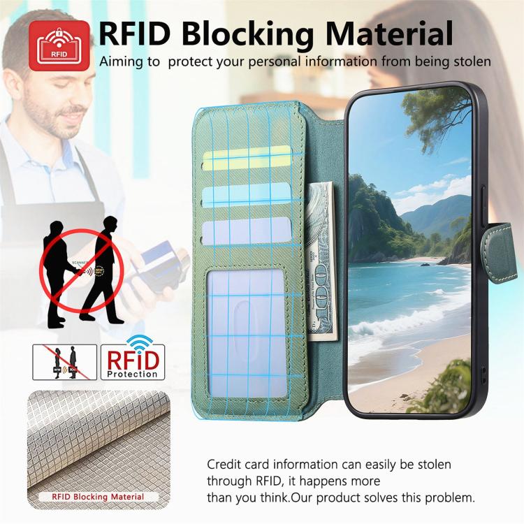 For iPhone 11 Twill Fabric MagSafe RFID Anti-theft Zipper Wallet Leather Phone Case