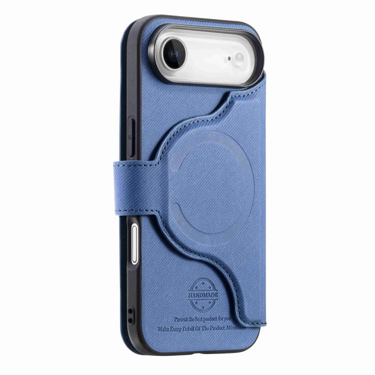 For iPhone Air Twill Fabric MagSafe RFID Anti-theft Zipper Wallet Leather Phone Case