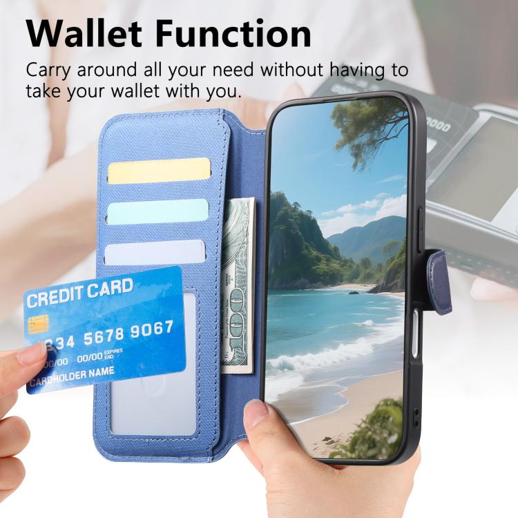 For iPhone Air Twill Fabric MagSafe RFID Anti-theft Zipper Wallet Leather Phone Case