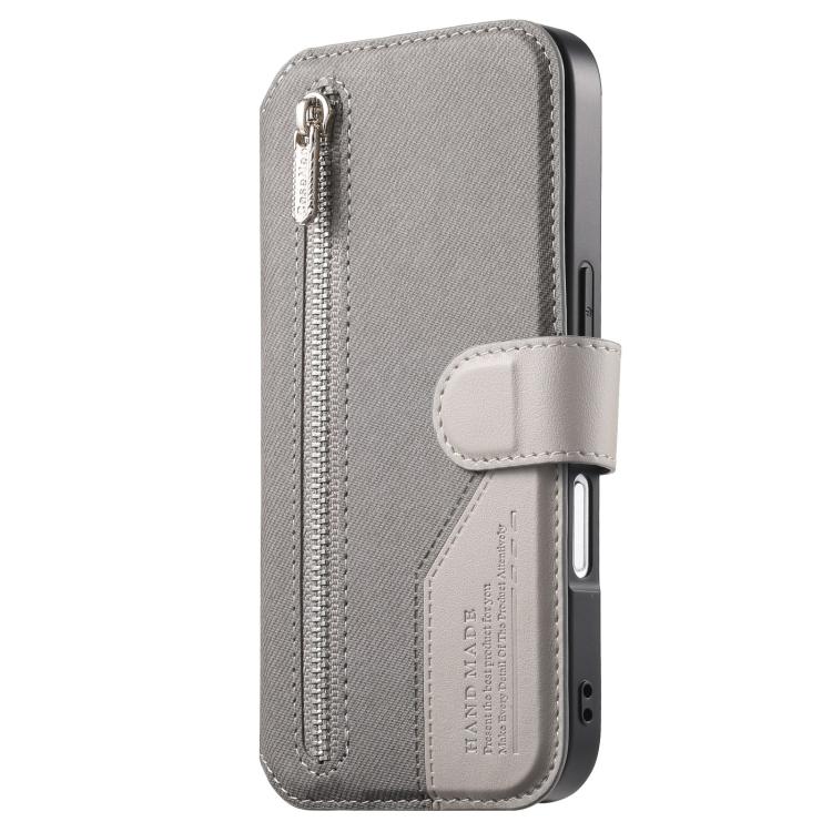 For iPhone Air Twill Fabric MagSafe RFID Anti-theft Zipper Wallet Leather Phone Case