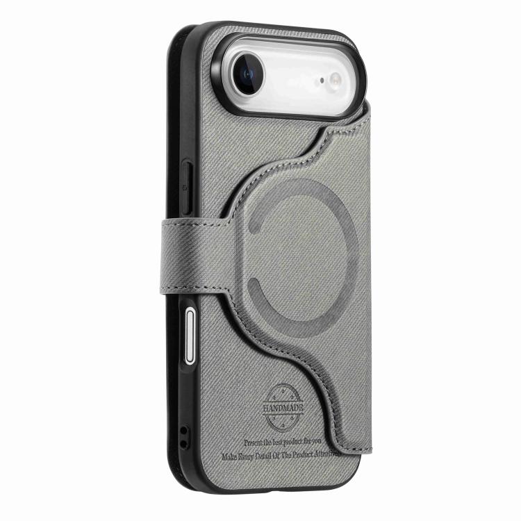 For iPhone Air Twill Fabric MagSafe RFID Anti-theft Zipper Wallet Leather Phone Case