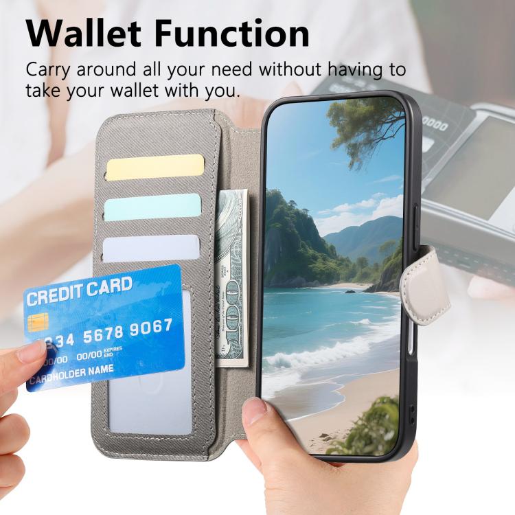 For iPhone Air Twill Fabric MagSafe RFID Anti-theft Zipper Wallet Leather Phone Case