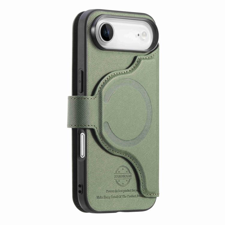 For iPhone Air Twill Fabric MagSafe RFID Anti-theft Zipper Wallet Leather Phone Case