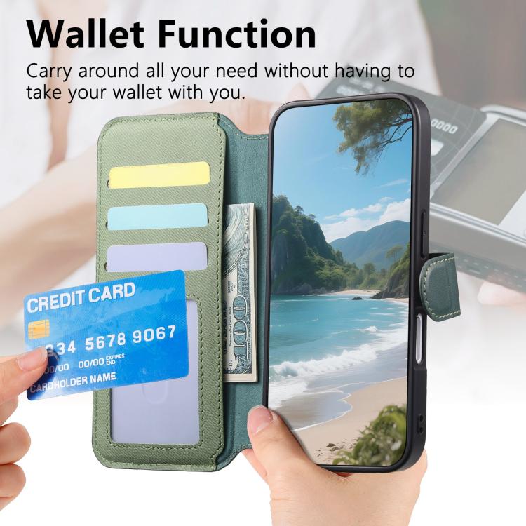 For iPhone Air Twill Fabric MagSafe RFID Anti-theft Zipper Wallet Leather Phone Case