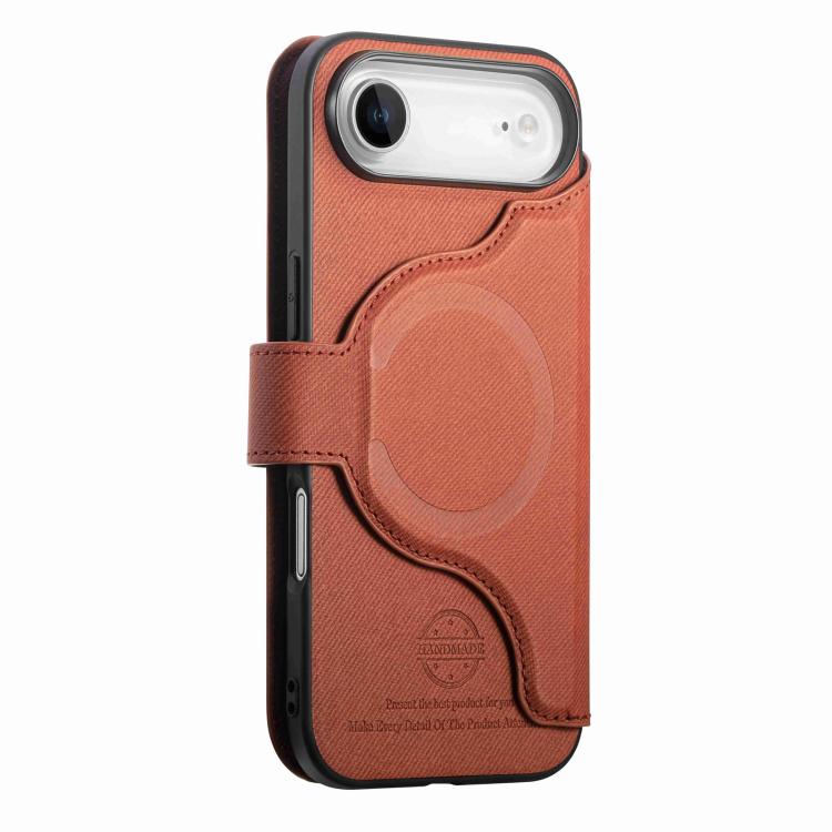 For iPhone Air Twill Fabric MagSafe RFID Anti-theft Zipper Wallet Leather Phone Case