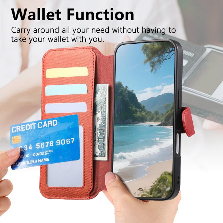 For iPhone Air Twill Fabric MagSafe RFID Anti-theft Zipper Wallet Leather Phone Case