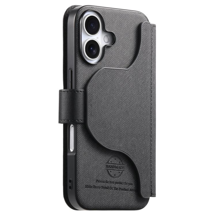 For iPhone 17 Twill Fabric MagSafe RFID Anti-theft Zipper Wallet Leather Phone Case