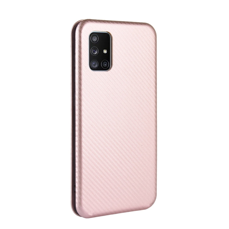 For Samsung Galaxy M51 (Side Fingerprint) Carbon Fiber Texture Horizontal Flip TPU + PC + PU Leather Case with Card Slot