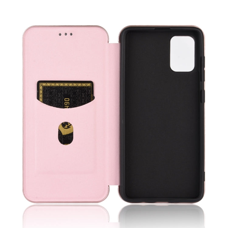 For Samsung Galaxy M51 (Side Fingerprint) Carbon Fiber Texture Horizontal Flip TPU + PC + PU Leather Case with Card Slot