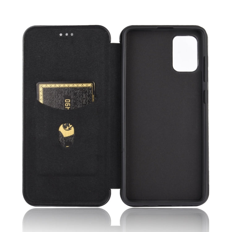 For Samsung Galaxy M51 (Side Fingerprint) Carbon Fiber Texture Horizontal Flip TPU + PC + PU Leather Case with Card Slot