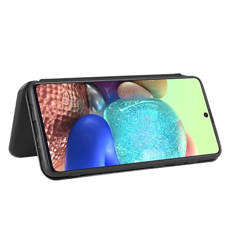 For Samsung Galaxy M51 (Side Fingerprint) Carbon Fiber Texture Horizontal Flip TPU + PC + PU Leather Case with Card Slot