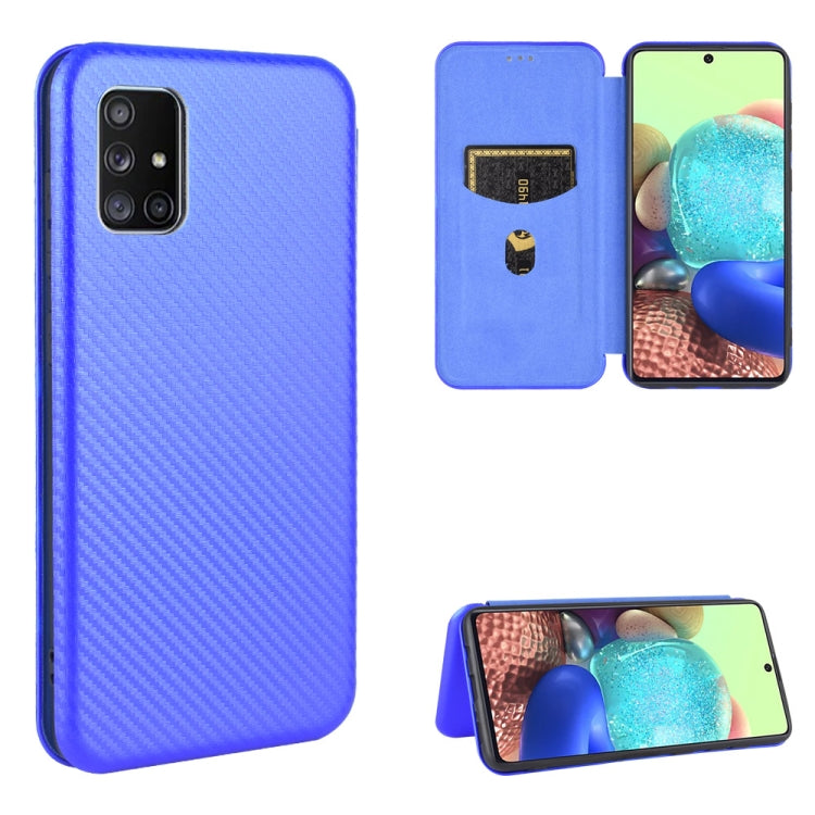 For Samsung Galaxy M51 (Side Fingerprint) Carbon Fiber Texture Horizontal Flip TPU + PC + PU Leather Case with Card Slot