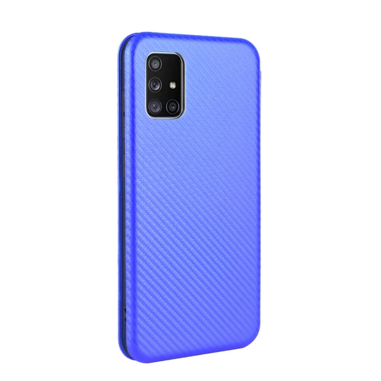 For Samsung Galaxy M51 (Side Fingerprint) Carbon Fiber Texture Horizontal Flip TPU + PC + PU Leather Case with Card Slot