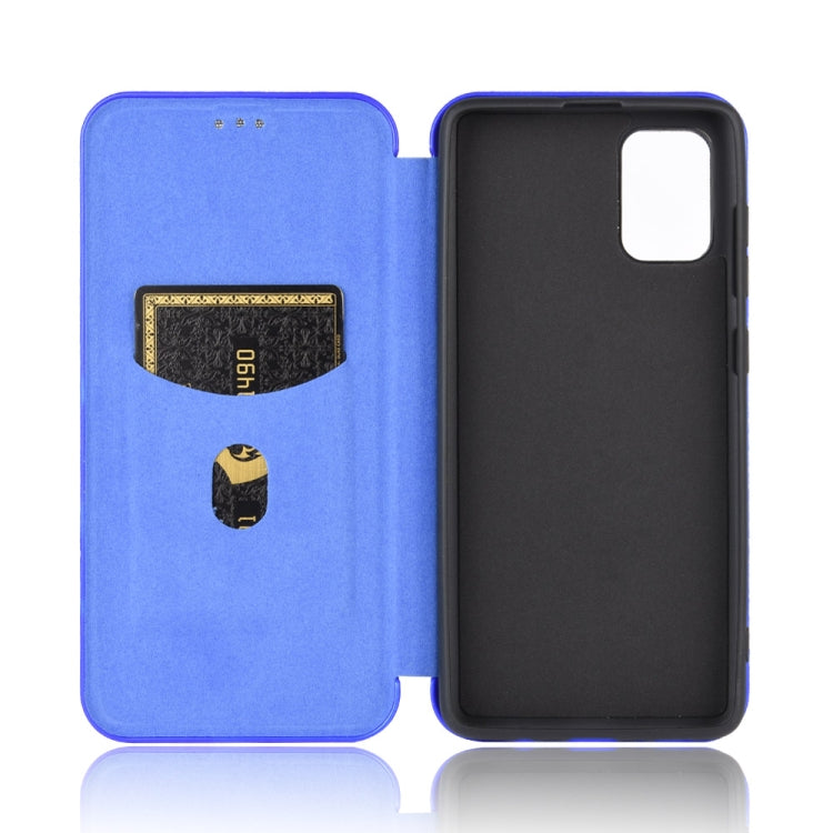 For Samsung Galaxy M51 (Side Fingerprint) Carbon Fiber Texture Horizontal Flip TPU + PC + PU Leather Case with Card Slot