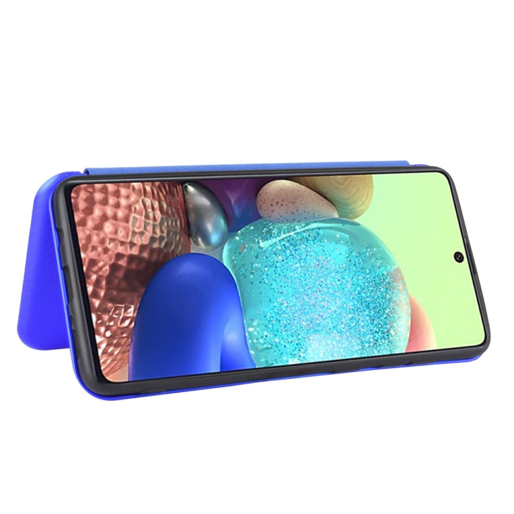 For Samsung Galaxy M51 (Side Fingerprint) Carbon Fiber Texture Horizontal Flip TPU + PC + PU Leather Case with Card Slot