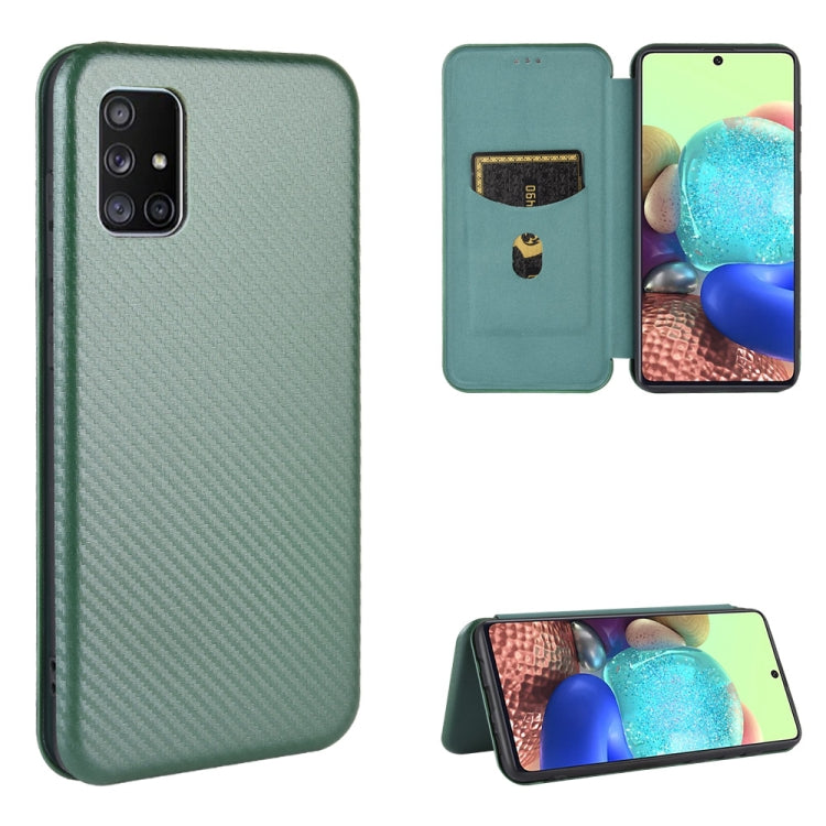 For Samsung Galaxy M51 (Side Fingerprint) Carbon Fiber Texture Horizontal Flip TPU + PC + PU Leather Case with Card Slot
