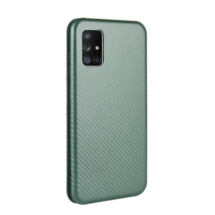 For Samsung Galaxy M51 (Side Fingerprint) Carbon Fiber Texture Horizontal Flip TPU + PC + PU Leather Case with Card Slot