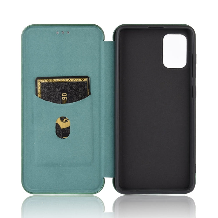For Samsung Galaxy M51 (Side Fingerprint) Carbon Fiber Texture Horizontal Flip TPU + PC + PU Leather Case with Card Slot
